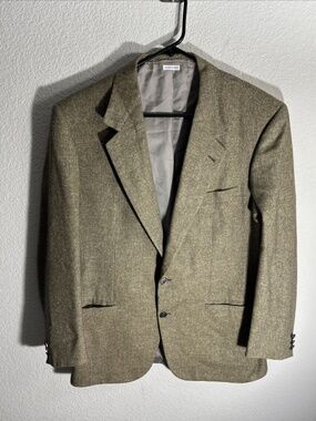Brioni D Fine Bellagio Wool 40R 2-Btn Blazer Single Vent Tan Brown Italy